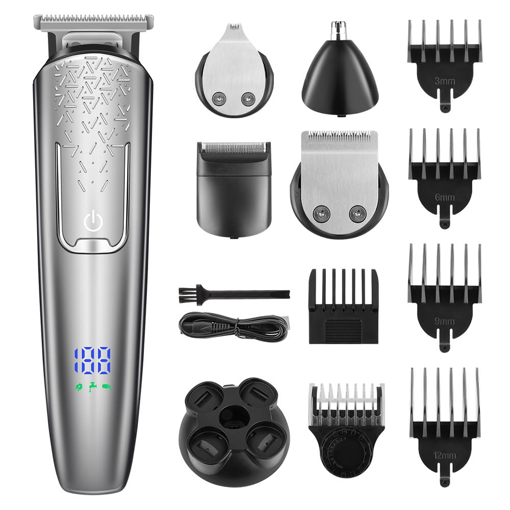 QDKVTNDJZ 5 in 1 Multifunctional Grooming Kit with LED Digital, 6500rpm Motor,Precision Cordless Hair/Beard Trimmer Waterproof IPX6 for Beard, Hair Beauty and Personal Care QDKVTNDJZ