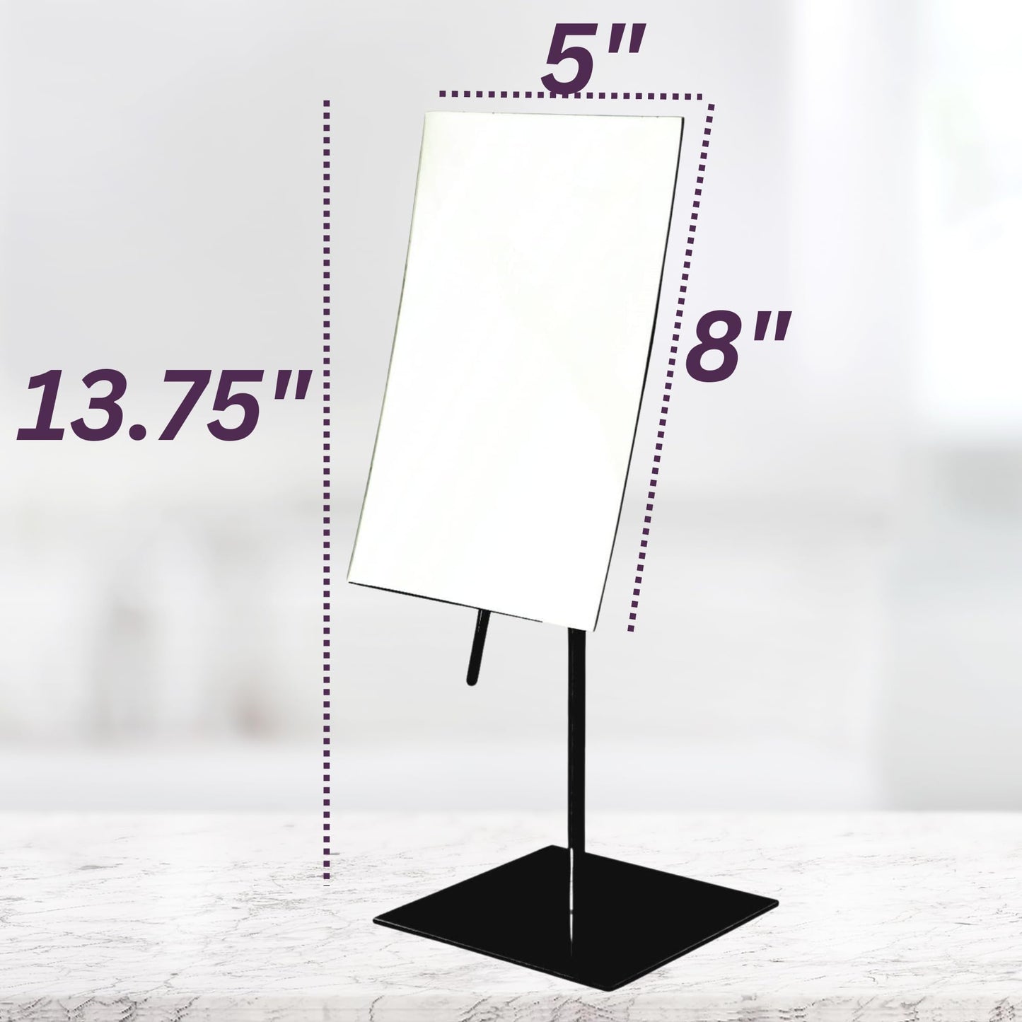 JERDON Rectangular Tabletop Vanity Makeup Mirror - 3X Magnification with Black Finish - 5-inch by 8-inch Vanity Mirror - Pivot Adjustment - Model Beauty & Personal Care JERDON
