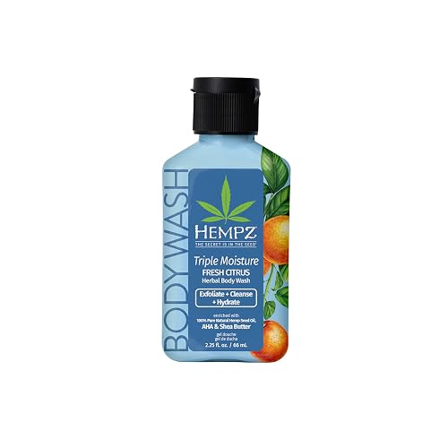 Hempz NEW Mini Body Wash, Triple Moisture Fresh Citrus, Travel Size Shower Gel, 2.25 oz. Beauty & Personal Care Hempz
