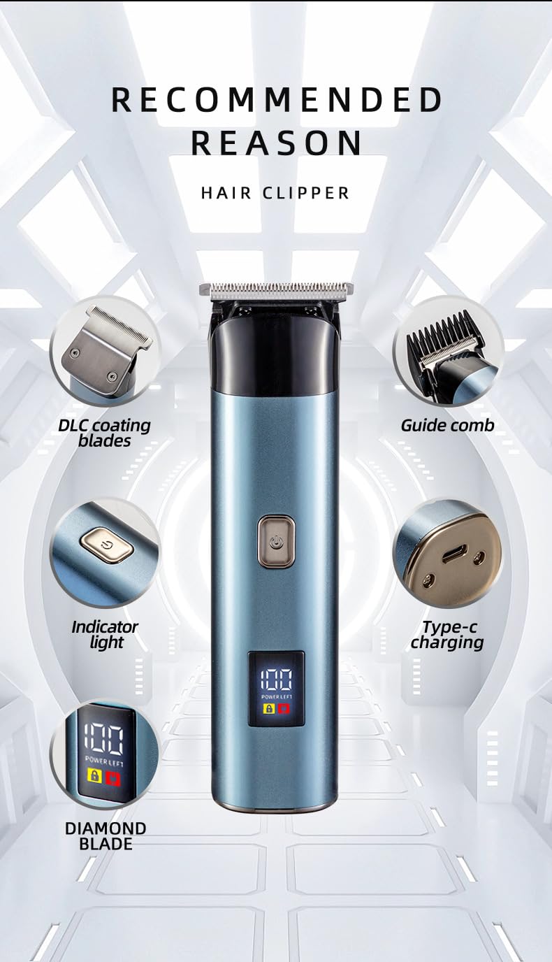 Professional Cordless Hair Clippers for Men 9000RPM Powerful Motor with DLC Coating Blades, Barber Kit with LED Display and 4 Limit Combs,Salon Grade Beauty and Personal Care QDKVTNDJZ