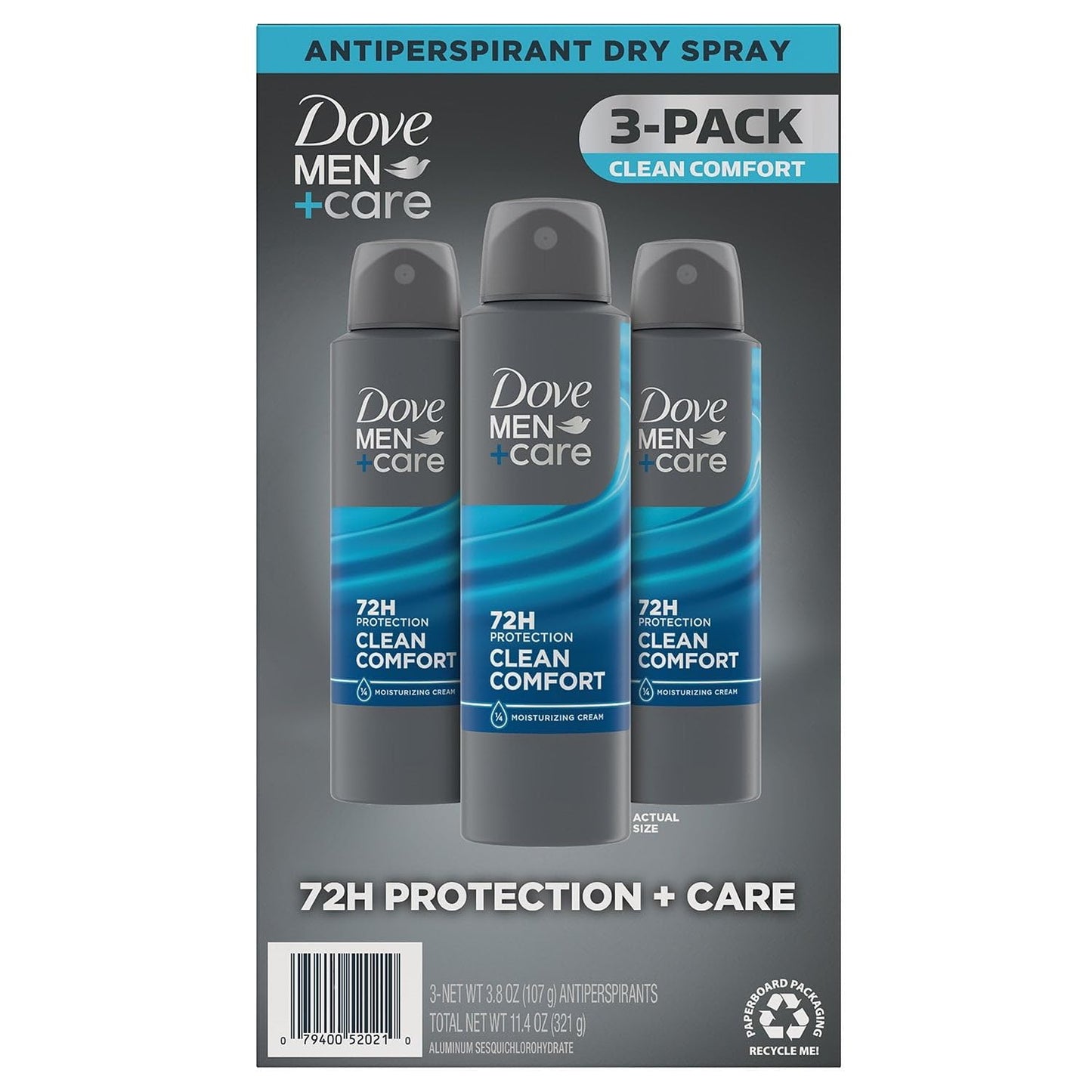 Dove Men's+Care Clean Comfort Antiperspirant Deodorant Dry Spray, 3.8 Oz., 3 Ct Beauty and Personal Care Dove