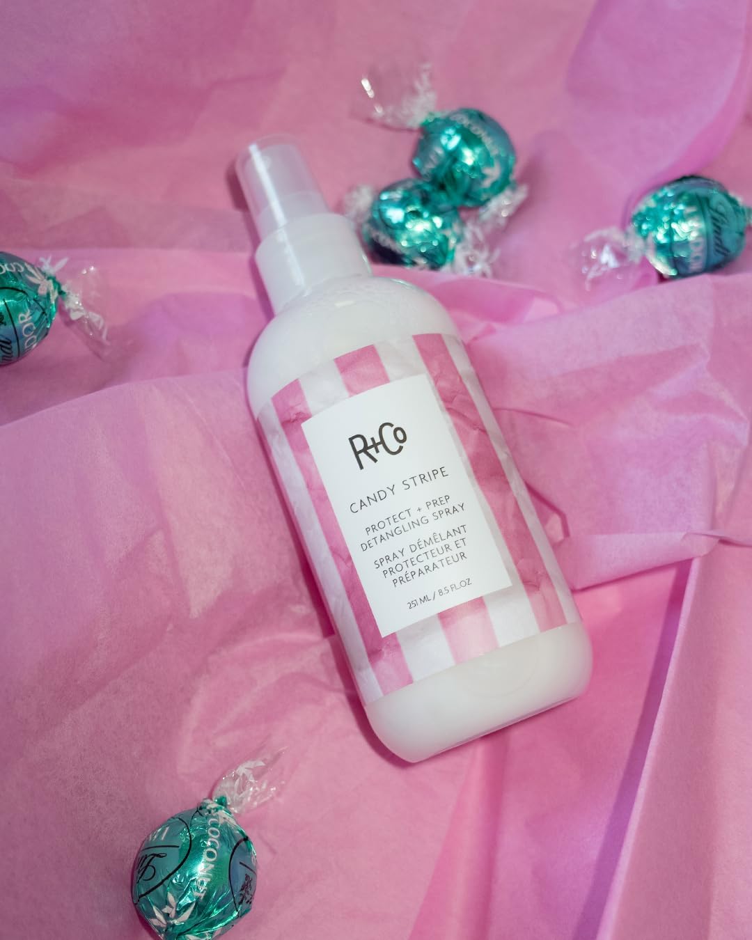 R+Co Candy Stripe Protect + Prep Detangling Spray Beauty & Personal Care R+Co