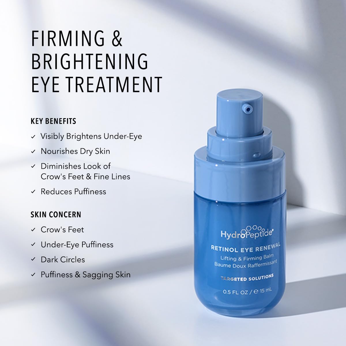 HydroPeptide Retinol Eye Renewal Lifting & Firming Eye Balm with 0.65% Universal Tri-Retinol Complex Peptide Solution, 0.5 Ounce Beauty & Personal Care HydroPeptide