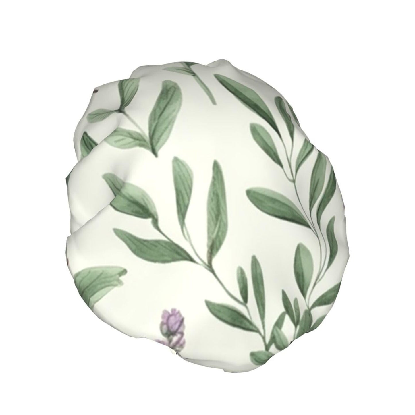 Reusable Shower Cap for Women Men Large Waterproof Shower Bonnet Washable Bath Cap Green Flower Herb Sage Leaves and Branches Hair Hat Elastic Band Beauty and Personal Care FJWSLCH