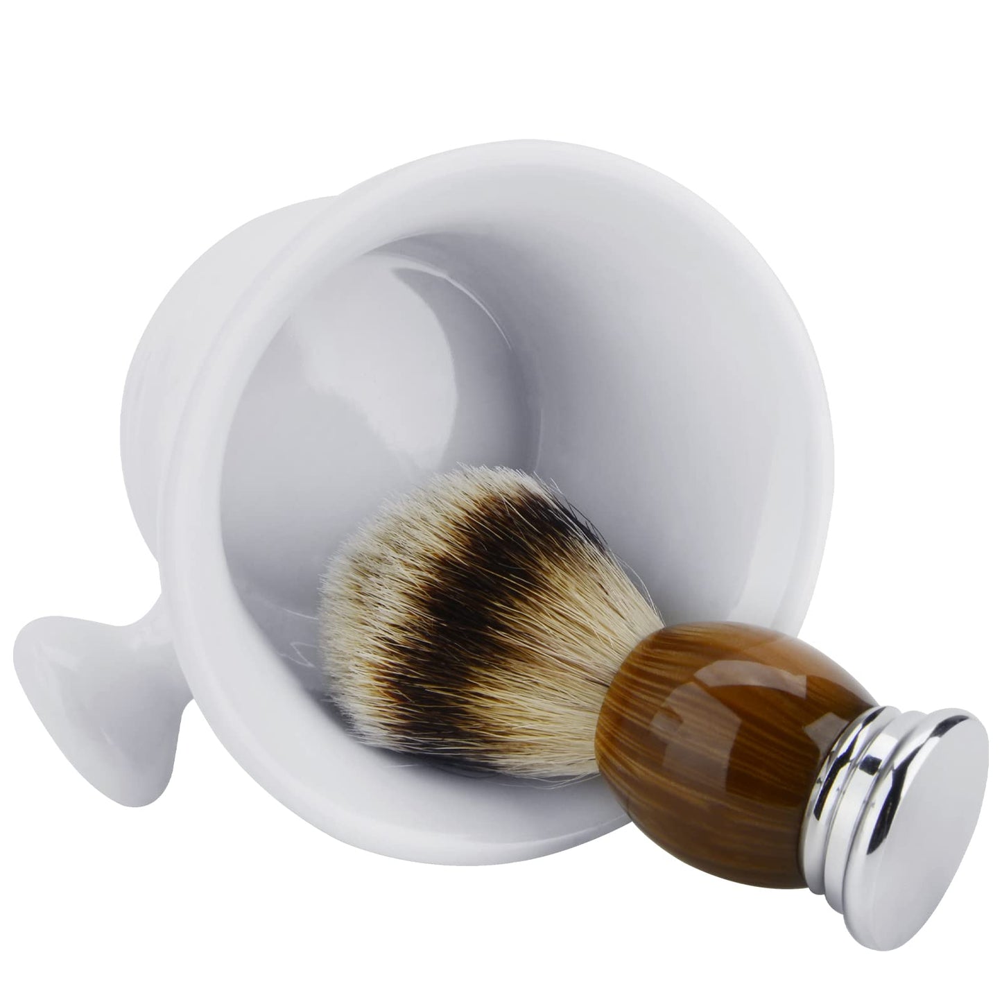 Linkidea Large Ceramic Shaving Mug with Handle, Deep Lather Bowl for Men Wet Shaving, Heavy Duty Shave Soap Cup for Brush Lathering (White) Beauty and Personal Care Linkidea