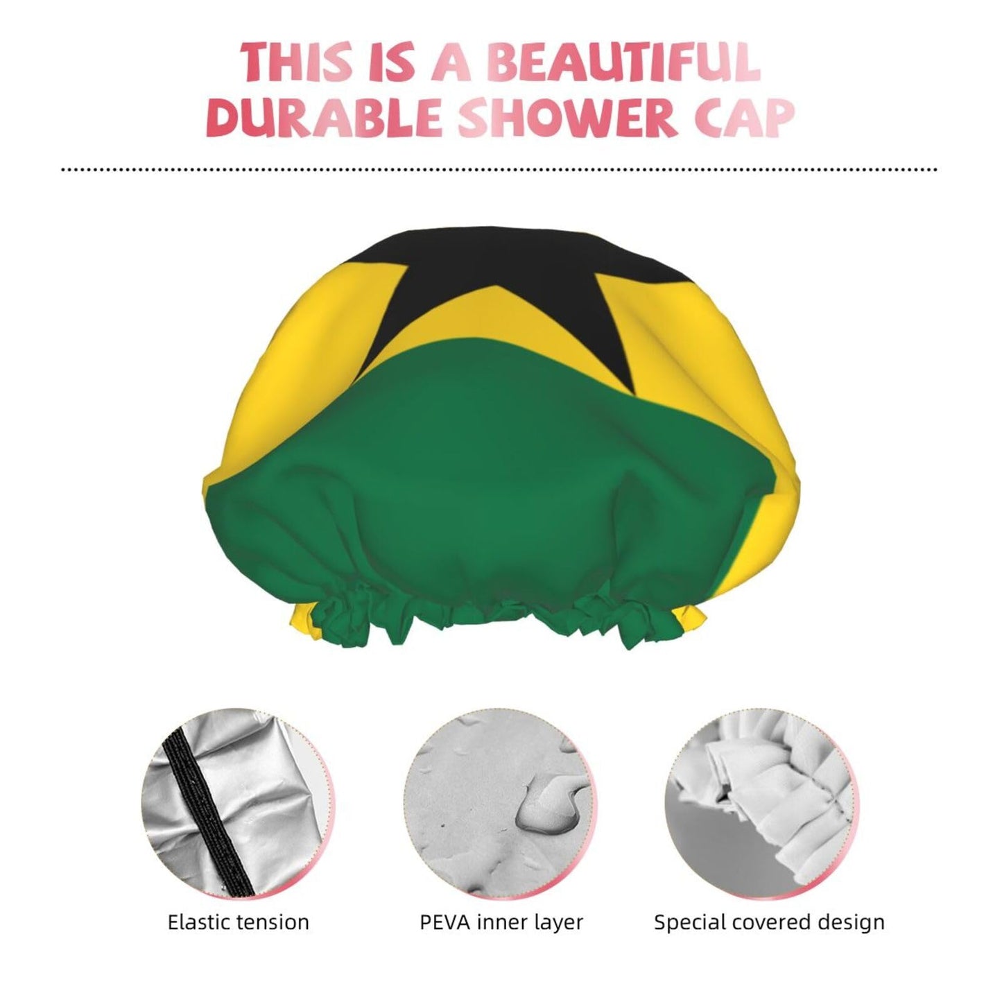 Ghana Flag Prints Shower Cap Double Layer Lined Waterproof Bathing Shower Hat Beauty and Personal Care Hayyett