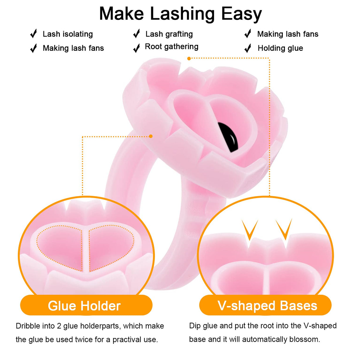 Eyelash Extension Supplies, 100PCS Volume Heart Glue Rings for Lashes Fan, Lash Glue Holder Ring Cups, Eyelash Glue Rings for Lash Extension Supplies Beauty & Personal Care Beauty Junko Pro