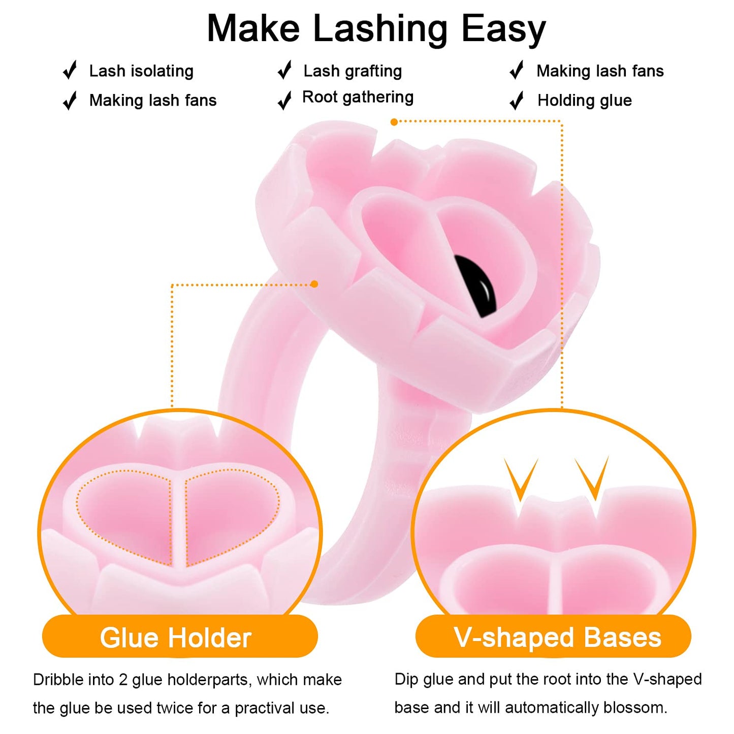 Lash Glue Rings, [200PCS] Smart Glue Cup for Lash Extension Supplies, Eyelash Heart Glues Rings for Volume Fan, Blossom Fanning Cups, Eyelash Beauty & Personal Care Beauty Junko Pro