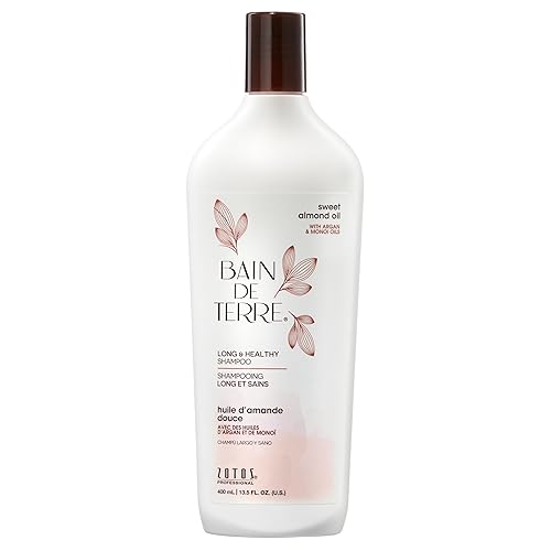 Bain de Terre Sweet Almond Oil Long & Healthy Shampoo, Strength & Protection for Weak, Damaged Hair, with Argan & Monoi Oils, Paraben-Free Beauty & Personal Care Bain de Terre