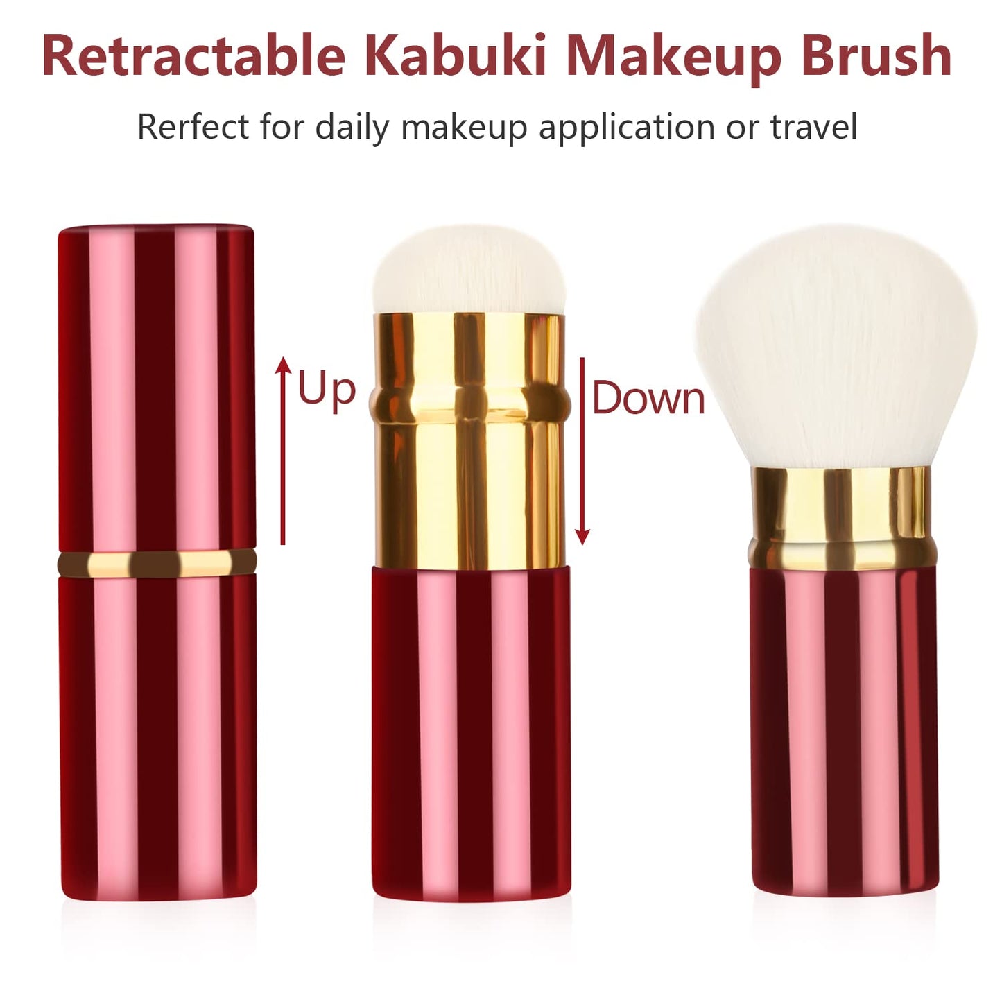 Falliny Retractable Makeup Brushes, Travel Face Kabuki Blush Brush, Portable Powder Brush with Cover for Blush, Sunscreen,Bronzer, Buffing Beauty & Personal Care Falliny