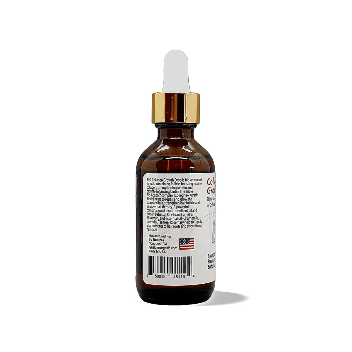 BIO7 Collagen Hair Growth Drops with Triple Bio-Action - Boost Follicles, Repair Damage, Improve Density - 2 Fl Oz - By Natures
