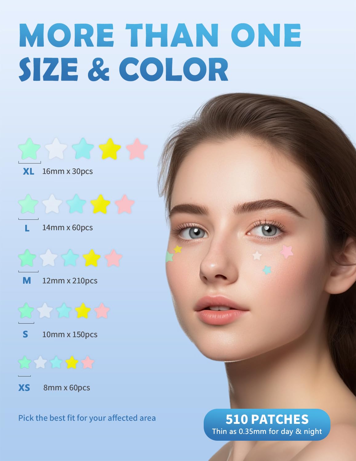 Pimple Patches, Acne Patches Hydrocolloid for Face, Cute Star Zit Covers, Colorful Spot Stickers with Tea Tree, Salicylic Acid & Centella Oil, 5 Sizes Beauty and Personal Care Dr. Zitacne