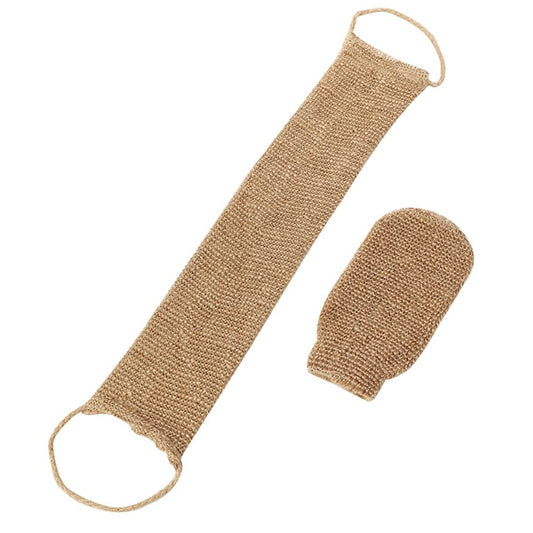 2pcs Exfoliating Body Scrubber Hemp Back Scrubber Exfoliator Loofah Shower Bath Wash Deep Cleaning Glove and Strap Dead Skin Removal for Men Women Beauty and Personal Care Mrisata