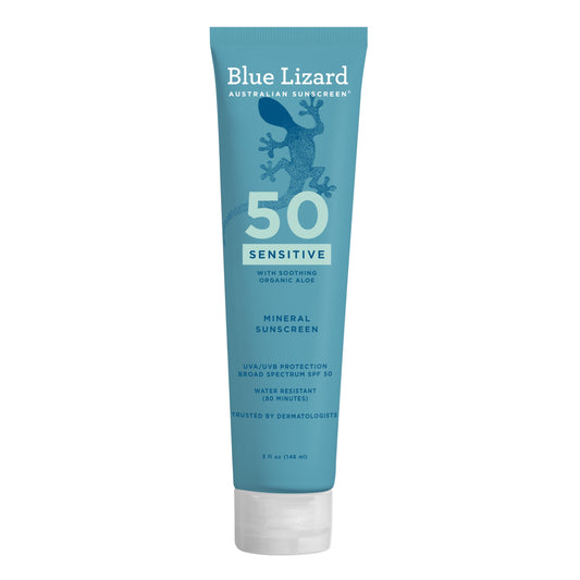 Blue Lizard Sensitive Mineral SPF 50 Sunscreen Lotion, 100% Mineral Sunscreen, UVA/UVB Protection, Infused with organic Aloe Vera, Soothes Beauty & Personal Care BLUE LIZARD