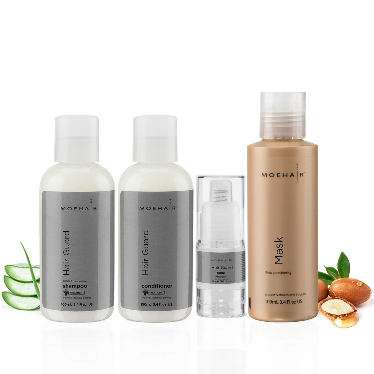 MOEHAIR Hair Guard Shampoo, Conditioner, Tonic & Mask Travel Kit | Sulfate & Paraben Free, Ginseng Infused, Reduces Hair Loss, Promotes Hair Growth | Beauty & Personal Care MOEHAIR