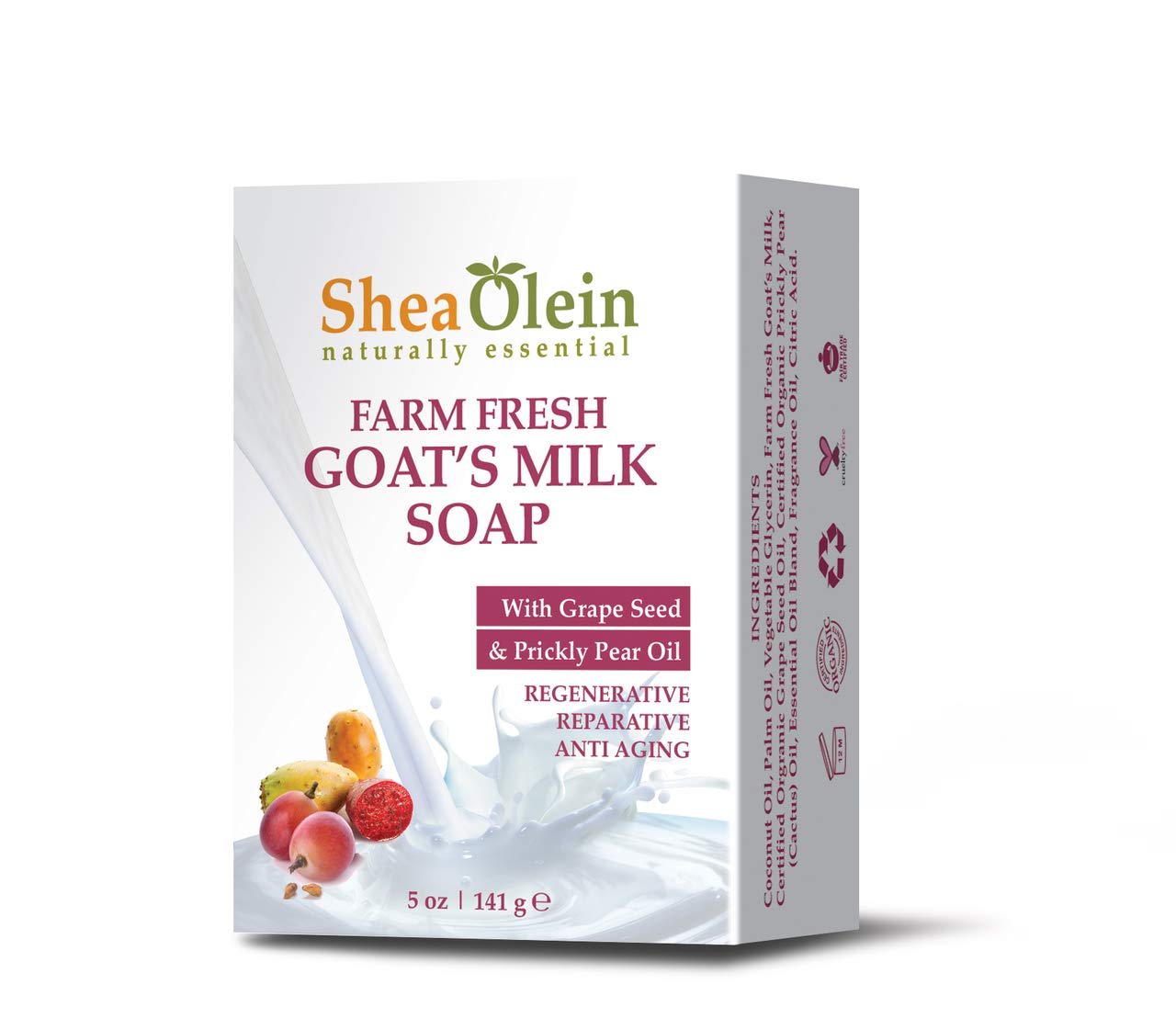 FARM FRESH GOAT'S MILK SOAP WITH GRAPE SEED & PRICKLY PEAR OIL Beauty & Personal Care SheaOlein Naturally Essential