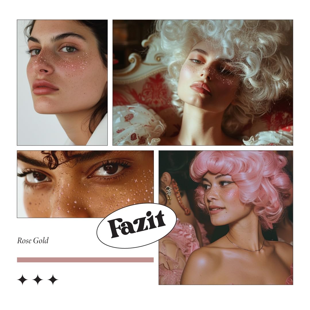 Fazit Rose Gold Speckles - Glitter Freckle Makeup Patches - Shimmering Faux Freckles & Body Glitter - Waterproof, Long-Lasting Instant Glamour Beauty & Personal Care Fazit