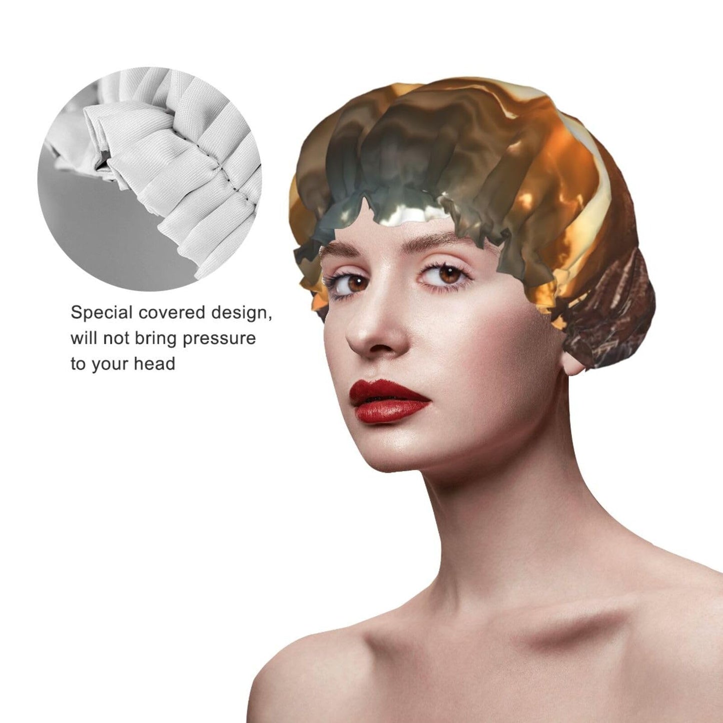 York City Sunset Picture Shower Cap for Women Men Large Reusable Shower Bonnet Double-Layer Waterproof Bath Caps Elastic Band Hair Hat for All Beauty and Personal Care BWLHJKE