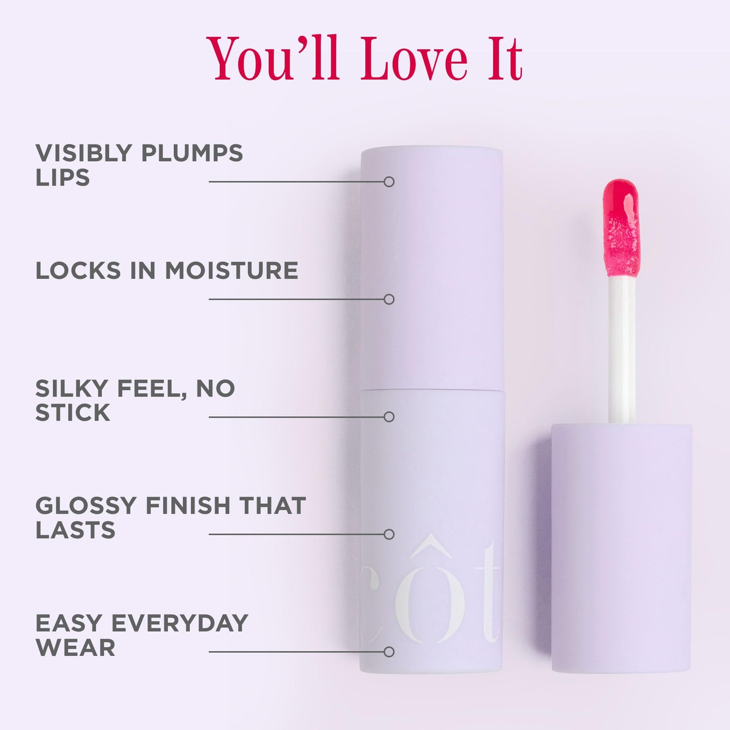 Cote Beauty's Peptide Lip Shine in Lola, Ultra Hydrating & Long-Lasting Coral Plumping Lip Gloss for Women with Hyaluronic Acid, Shea Butter & Jojoba Beauty & Personal Care Cote Shop