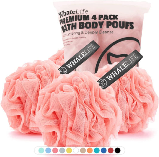 Loofah Sponge Bath Sponge for Women Men 4 Pack (Pink) Beauty & Personal Care WhaleLife
