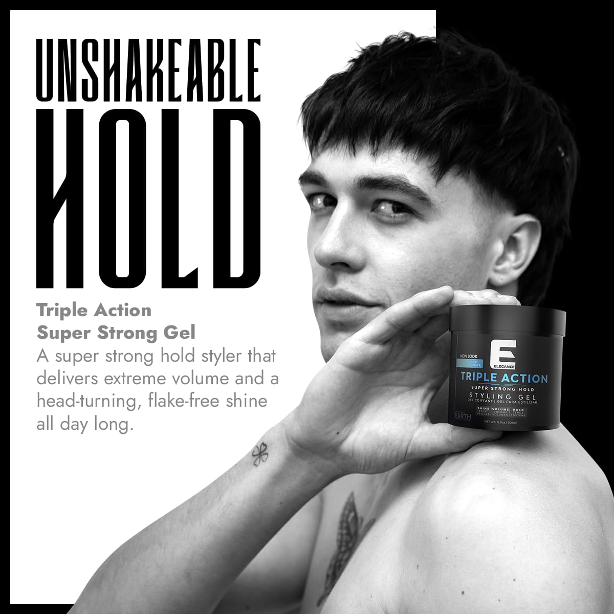 E Elegance Earth Fragrance Triple Action Hair Gel for Men And Women - Super Strong Hold, Extreme Volume, And Long Lasting Shine - Flake Free Beauty & Personal Care E Elegance