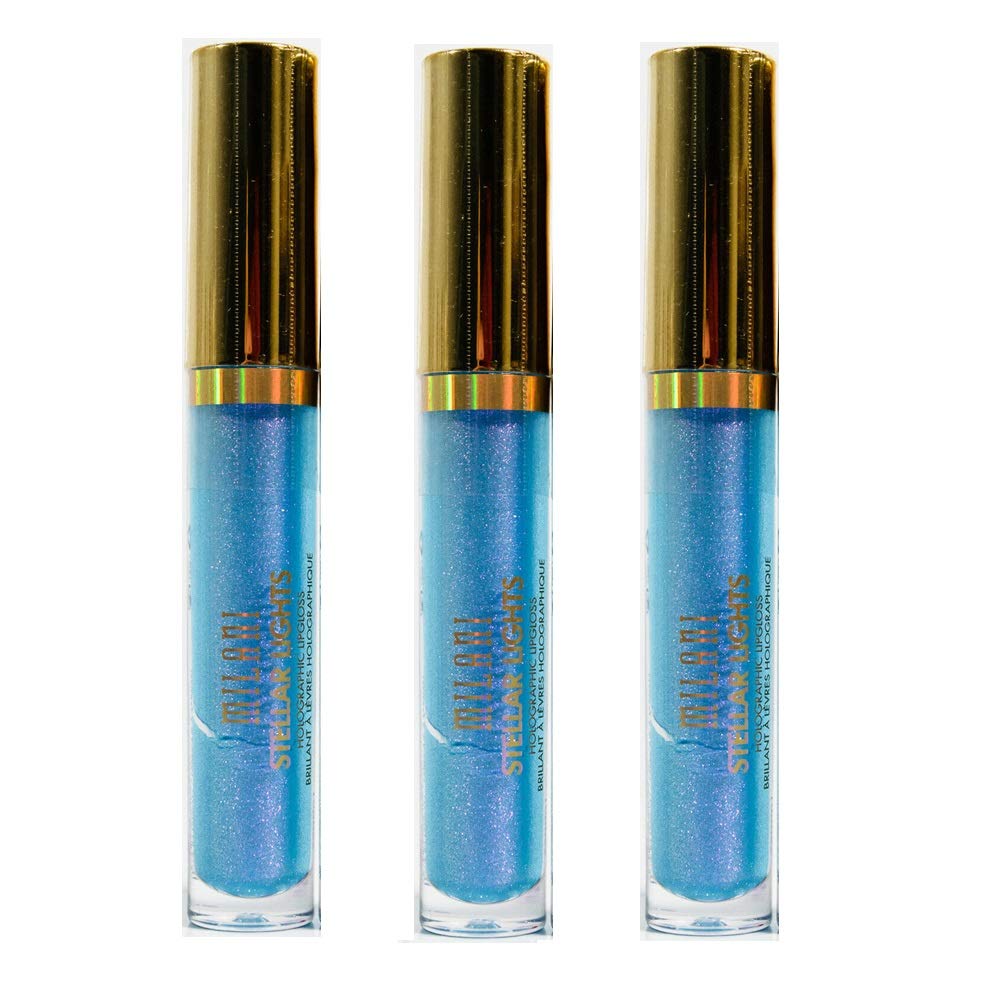 Pack of 3 Milani Stellar Lights Holographic Lip Gloss, Iridescent Blue 02 Beauty & Personal Care Milani