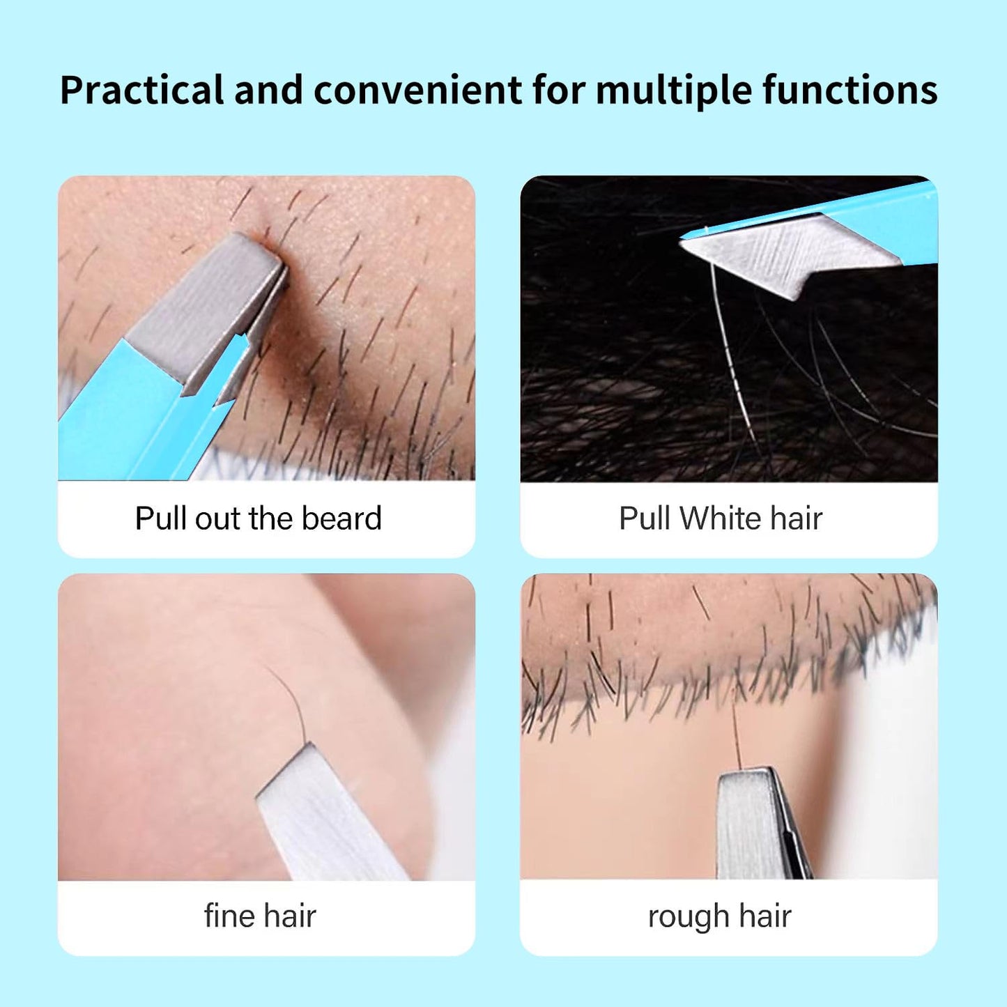 Derlaier Tweezers Set Professional High Precision Stainless Steel Eyebrow Remover Ingrown Hair & Splinter Removal Kit Facial Hair Grooming Tools Beauty and Personal Care Derlaier