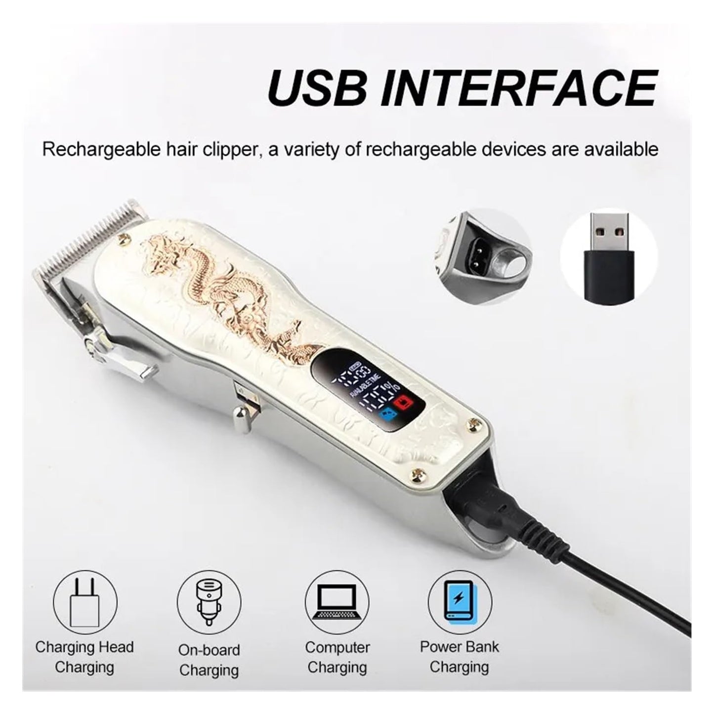 Razors Hair Clipper Cordless Professional LCD Display Shaver Electric Trimmer for Men Haircut Machine Barbershop USB(Bronze) Beauty and Personal Care EWKYLSEM