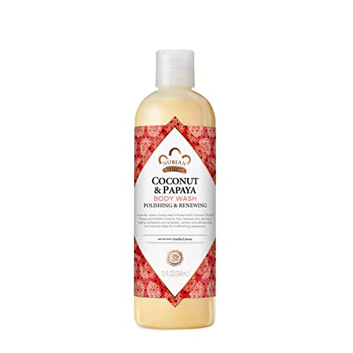 Nubian Heritage Coconut Papaya Body Wash Cleanser for Dry, Dull Skin Polish + Renew Hydrating Body Wash 13 oz Beauty & Personal Care Nubian Heritage