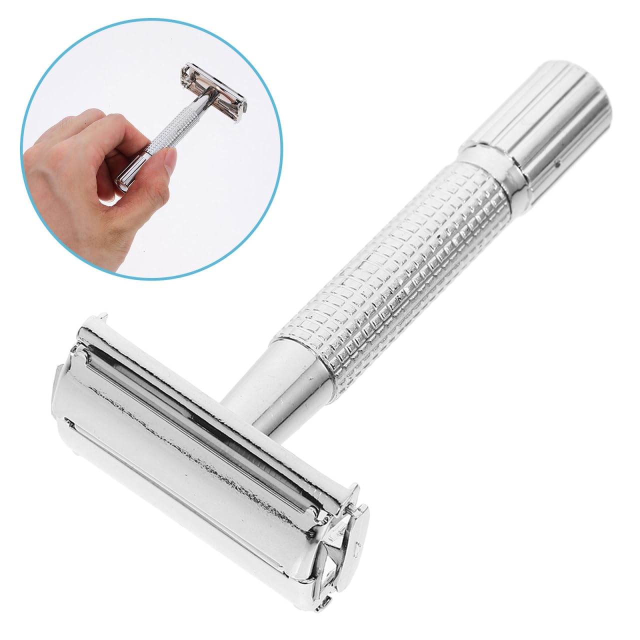 Artibetter Manual Beard Shaver Safety Razor with Long Handle Butterfly Open Razor for Men Face for Beard Trimming Shaving and Daily Grooming Silver Beauty and Personal Care ARTIBETTER