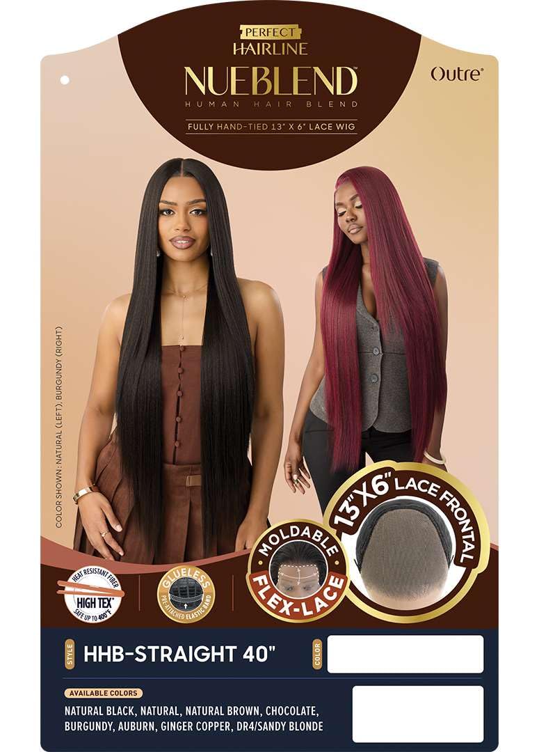 Outre Lace Front Wig - Perfect Hair Line 13X6 - NUEBLEND - Human Hair Blend - Straight 40" (DR4/SANDY BLONDE)