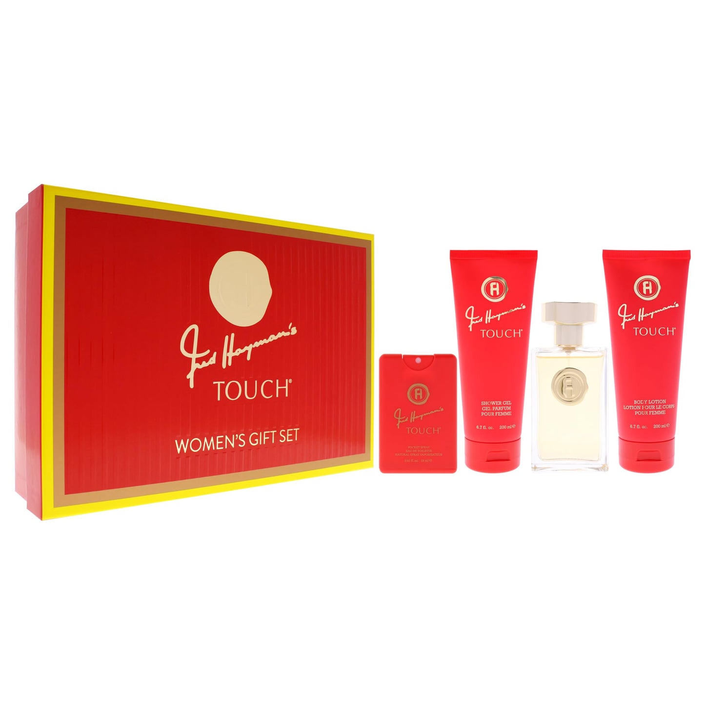 Touch by Fred Hayman for Women - 4 Pc Gift Set 3.4oz EDT Spray, 0.61oz EDT Spray, 6.7oz Body Lotion, 6.7oz Shower Gel Beauty & Personal Care Fred Hayman