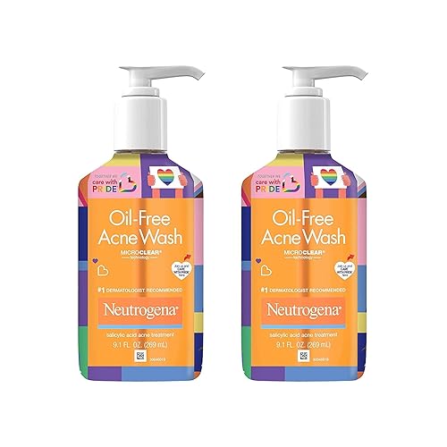 Neutrogena Oil-Free Acne Fighting Facial Cleanser, 2% Salicylic Acid Acne Treatment, Daily Oil Free Acne Face Wash, Special Care with Pride Packaging Beauty & Personal Care Neutrogena