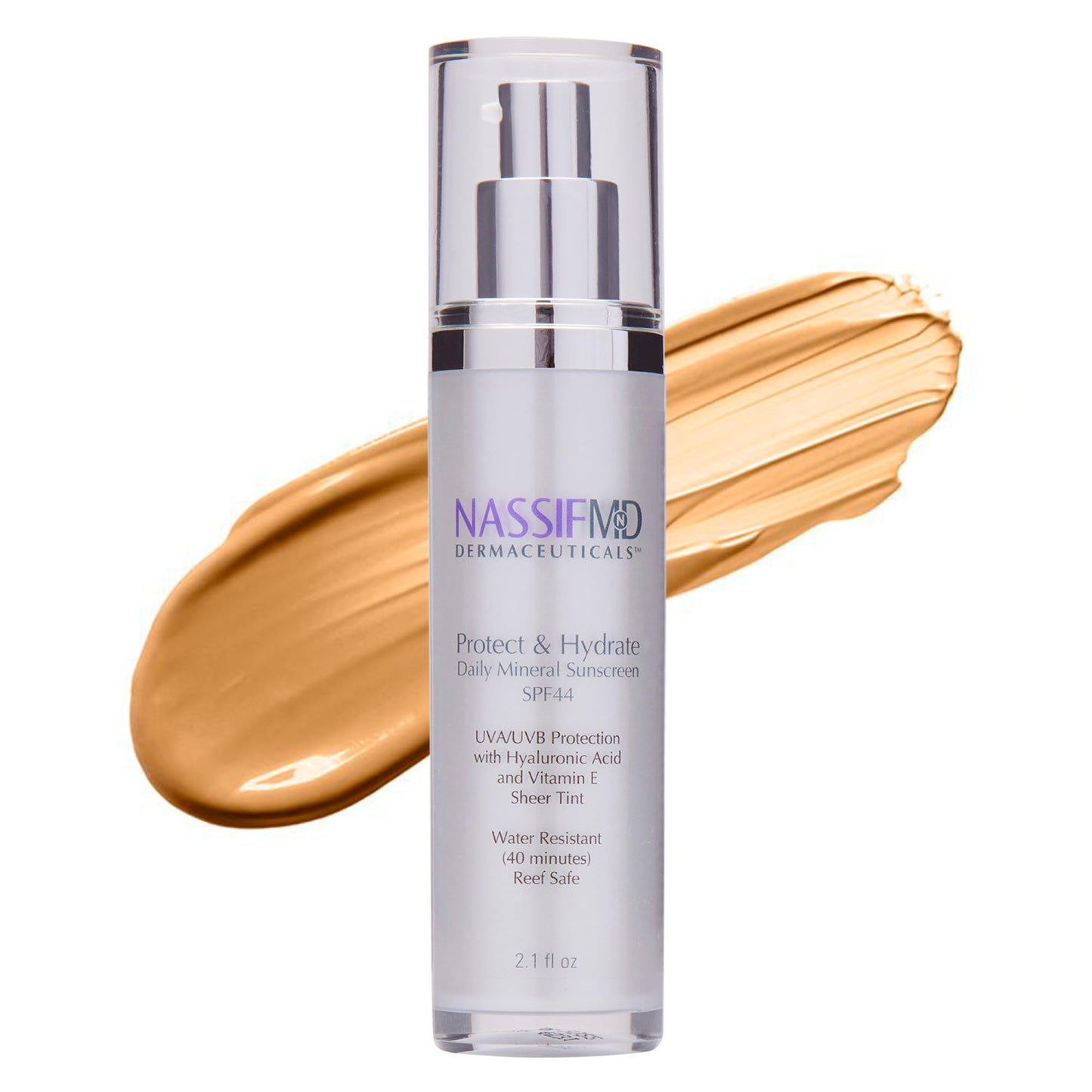NassifMD Protect and Hydrate SPF44 | Universal Tinted Moisturizer SPF | BB Cream Tinted Moisturizer with SPF | Whipped Sunscreen with Hyaluronic Acid Beauty & Personal Care NASSIFMD