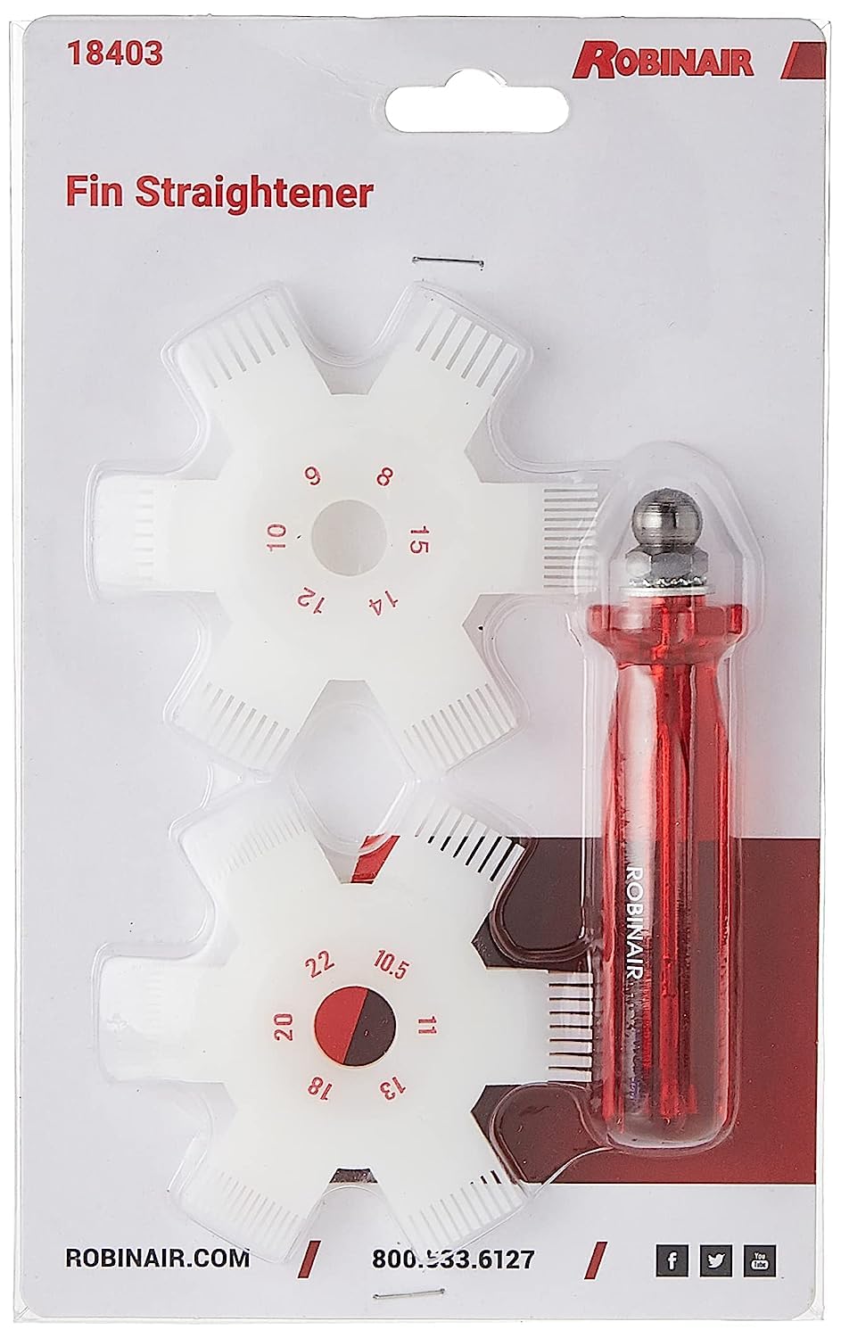 Robinair 18403 Fin Comb/Straightener - Six Combs for Different Fin Spacings