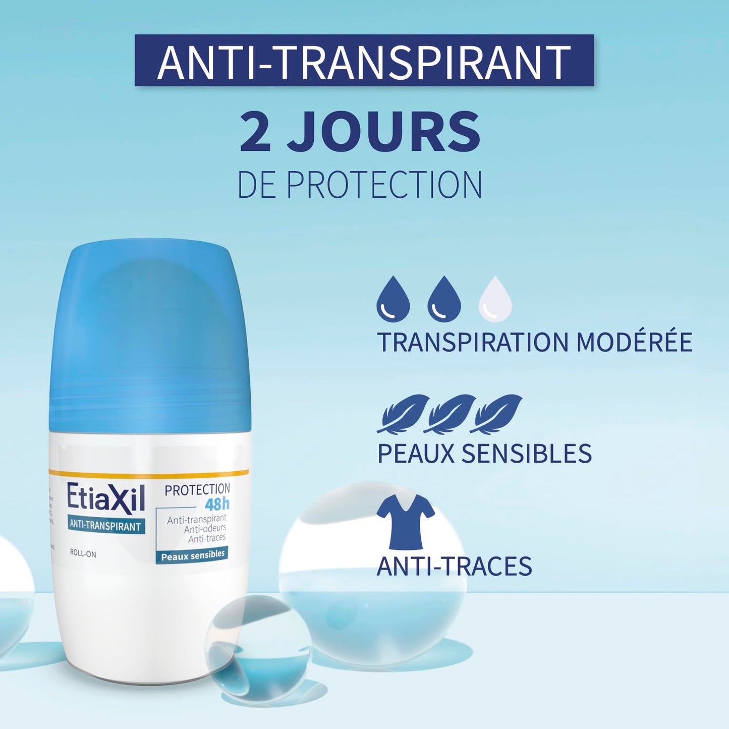 Etiaxil Anti-Perspirant Deodorant 48H Roll-on 2 x 50ml by Etiaxil Beauty and Personal Care Etiaxil