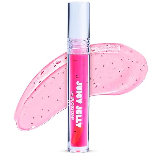 Blossom Lip Gloss Juicy Jelly Moisturizing Fruit Flavored Nourishing High Shine Lip Oil with Doe Foot Wand Applicator, 0.09oz, Strawberry Beauty & Personal Care Blossom
