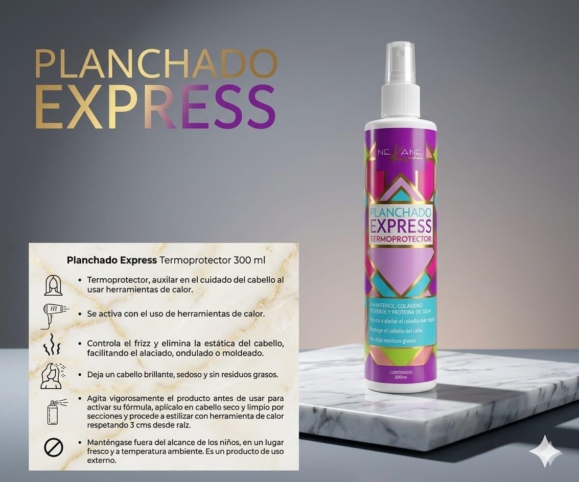 NEKANE Planchado Express Termoprotector - Heat Protectant for Hair 300 mL, Pink Beauty & Personal Care NEKANE