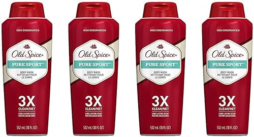 Old Spice High Endurance Body Wash for Men, Pure Sport - 18 Fl Oz / 532 mL x 4 Pack Beauty & Personal Care Old Spice
