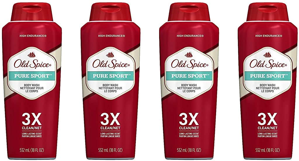 Old Spice High Endurance Body Wash for Men, Pure Sport - 18 Fl Oz / 532 mL x 4 Pack Beauty & Personal Care Old Spice