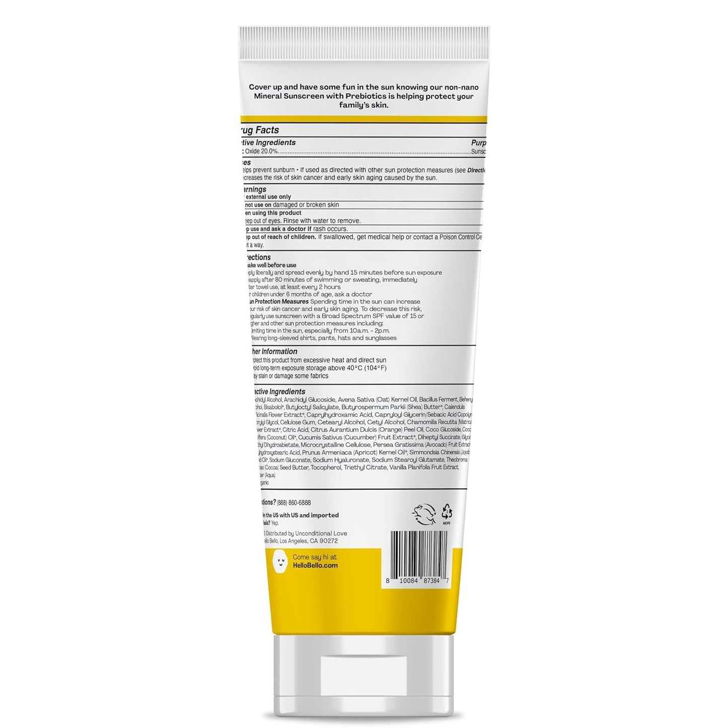 Bundle of Hello Bello Mineral Sunscreen Lotion (SPF 55+) with Prebiotics, 3 fl oz + Face & Body Sunscreen Stick (SPF 50), 1oz - Water Resistant & Reef Beauty and Personal Care Hello Bello