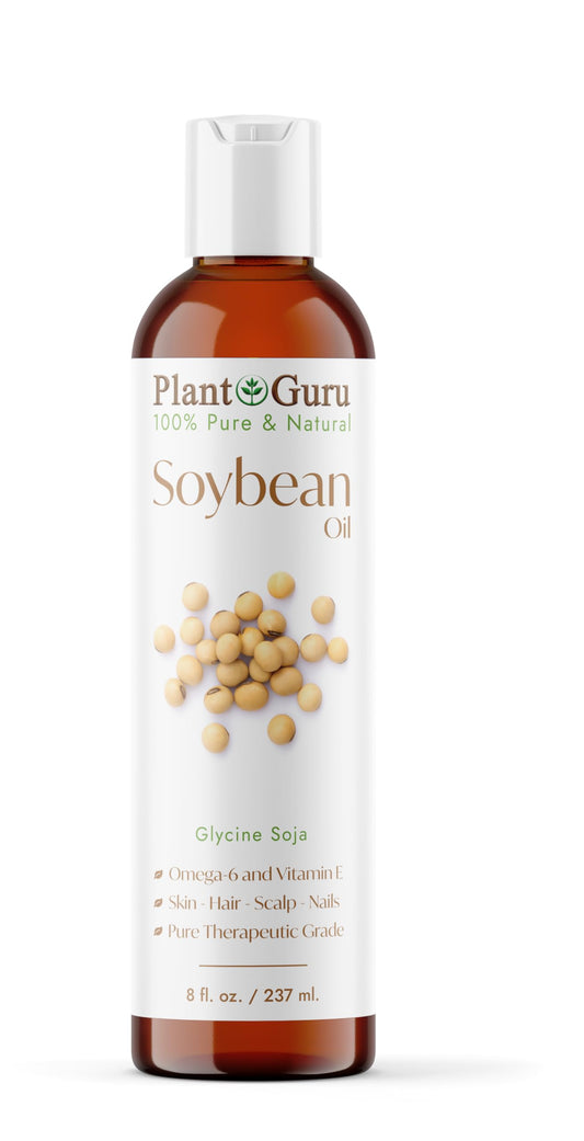 Plant Guru Soybean Oil 8 fl. oz. - Cold Pressed, 100% Pure & Natural Carrier for Skin, Face, Body, Hair & Cooking. Great for DIY Creams, Lotions Beauty & Personal Care Plant Guru