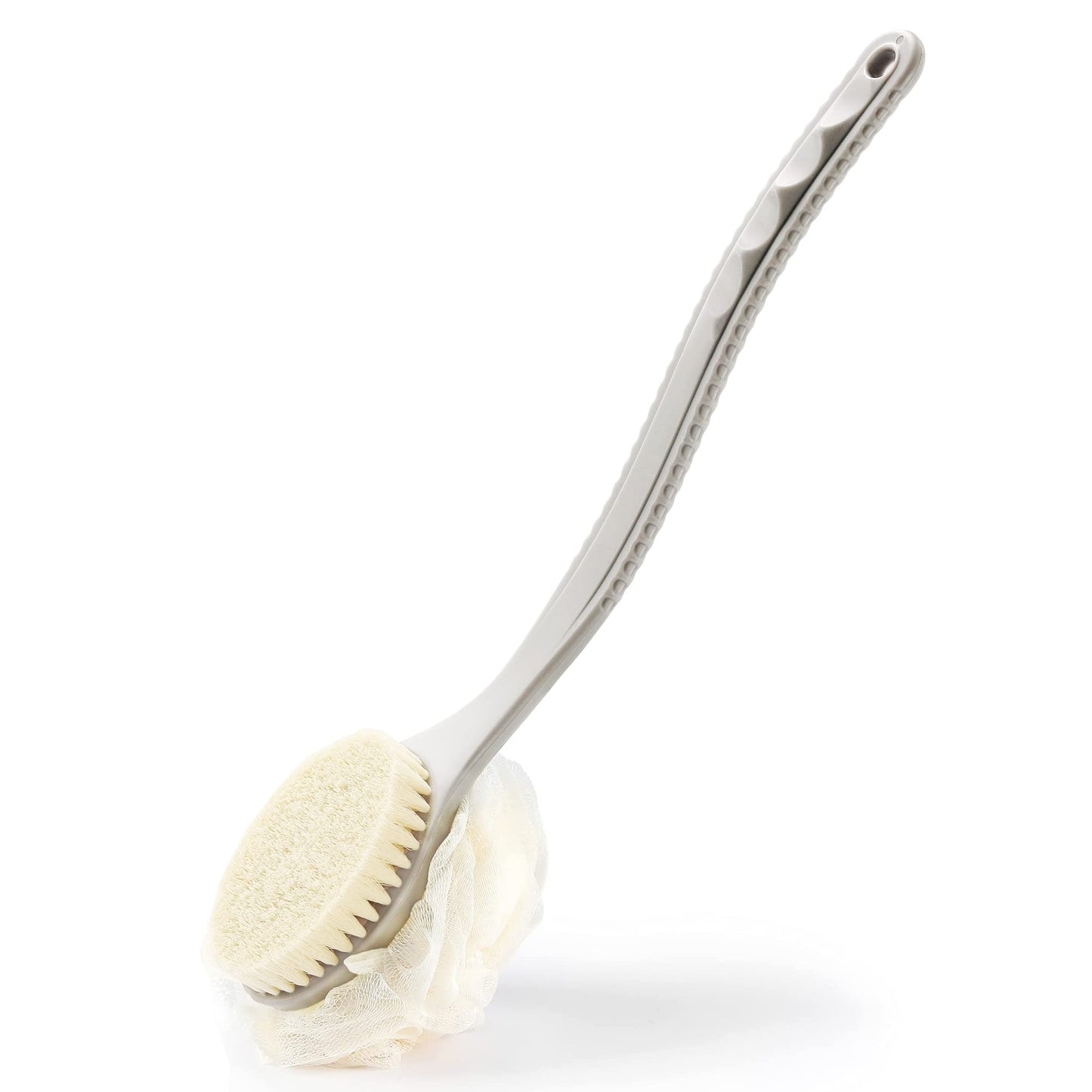 Shower Body Brush with Bristles and Loofah,Back Scrubber Bath Mesh Sponge with Curved Long Handle for Skin Exfoliating Bath, Massage Bristles Suitable Beauty & Personal Care HONOMA