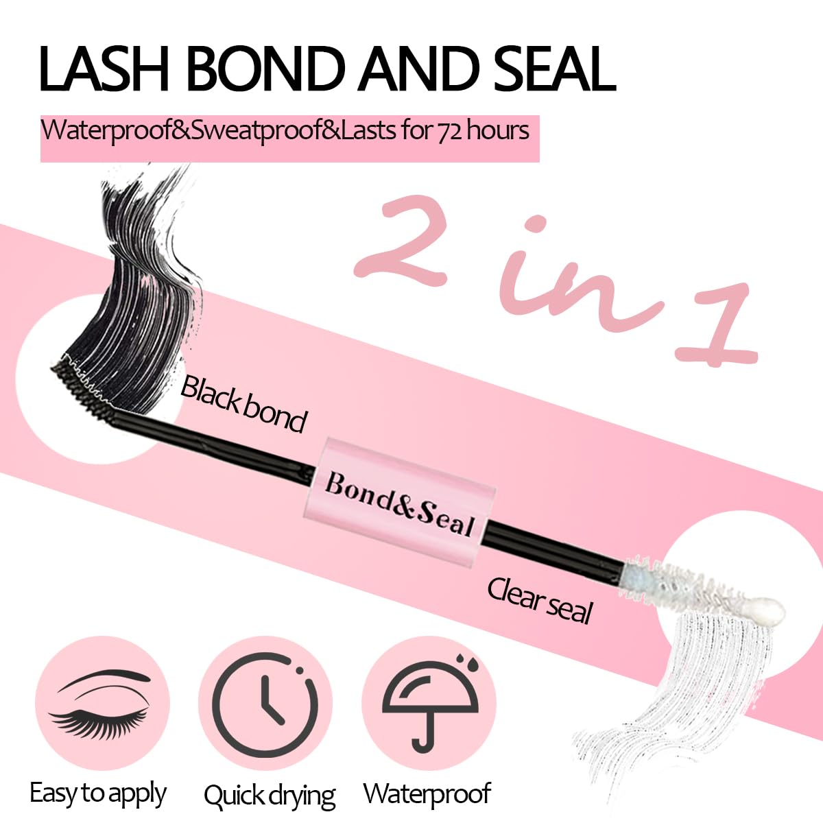 Lash Bond and Seal Kit 4 Pcs DIY Lash Extension with Waterproof Lashe Cluster Glue 72h Hold and Seal Lash Remover Tweezers Portable Eyelash Brush Beauty & Personal Care Qiveaory