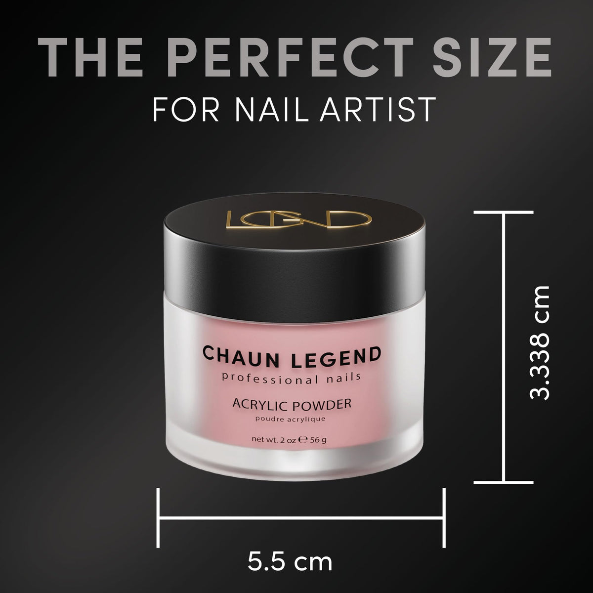 Chaun Legend Acrylic Powder, 2 Oz Long Lasting Salon Quality, Bubble Free, Self Leveling Professional Manicures, Fake Nails, Carving & Extensions