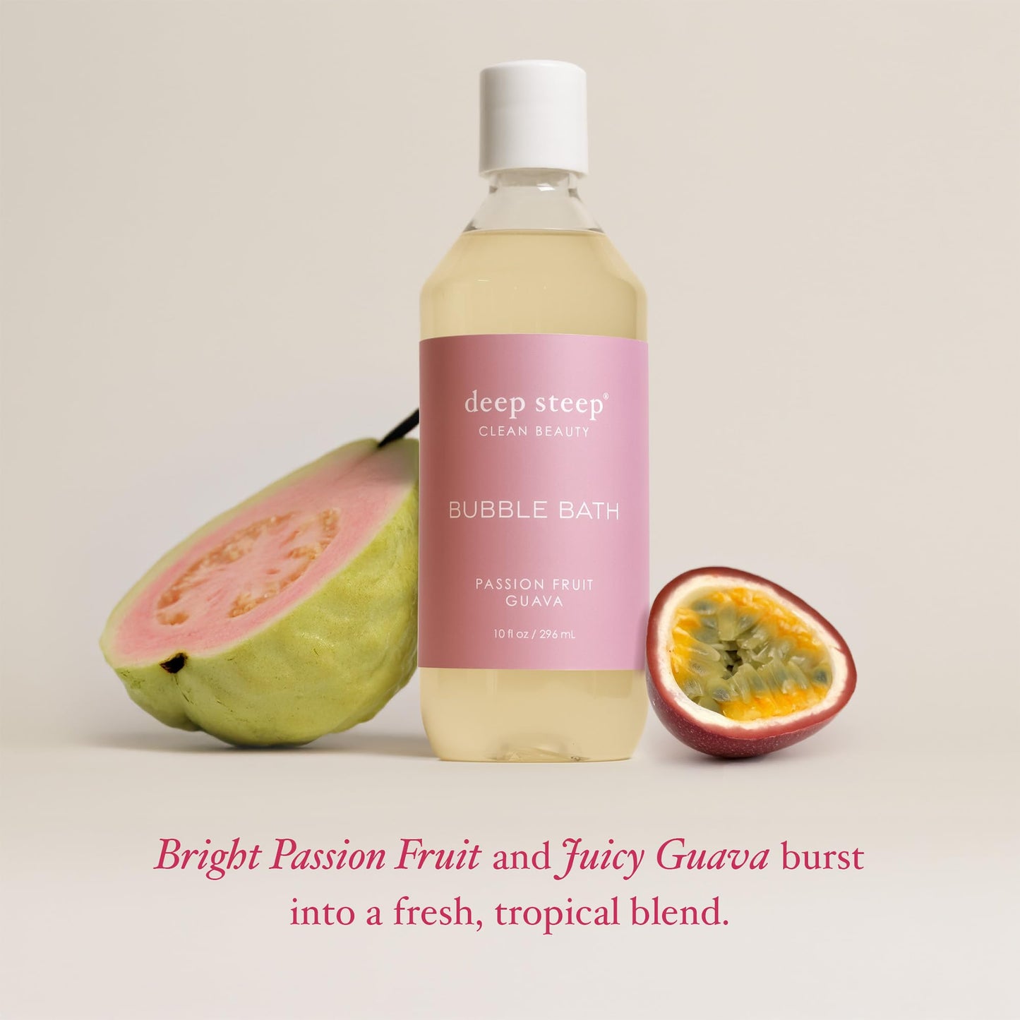 Deep Steep Bubble Bath, Passion Fruit Guava, 10 oz - Soothing Soak with Shea Butter, Argan Oil, Aloe Vera & Coconut Oil - Vegan, Sulfate-Free Beauty & Personal Care Deep Steep