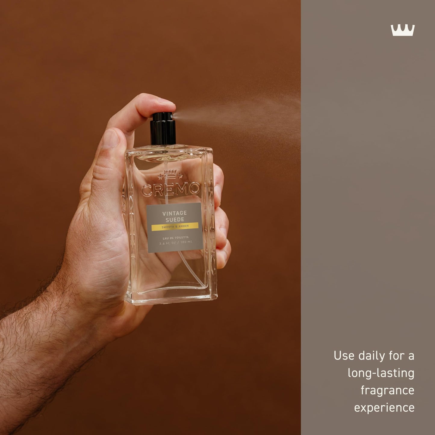 Cremo Cologne For Men - Vintage Suede Mens Cologne Spray, A Combination of White Moss, Rich Amber, and Smooth Suede, Multi-Layered Signature Men's Beauty & Personal Care Cremo