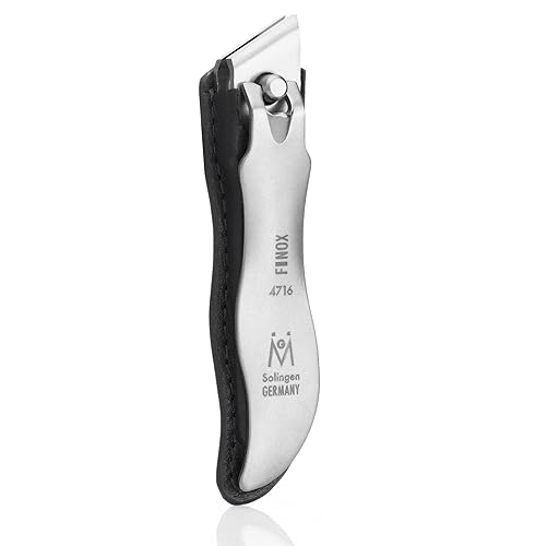 GERmanikure Economy Nail Clipper in Leather Case, Ethically Made in Solingen Germany, Angled Edge for Fingernails & Ingrown Toenails Black Large Beauty & Personal Care GERmanikure
