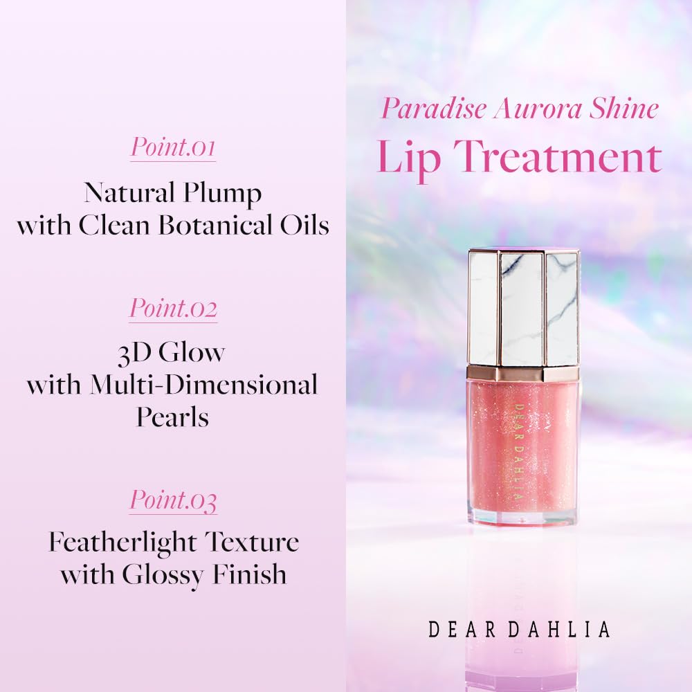 DEARDAHLIA Paradise Aurora Shine Lip Treatment (Morning Dew) - Vegan Hydrating Lip Care with Glass-Like Shine, Lightweight, Non-Sticky, Sensitive Skin Beauty and Personal Care DEARDAHLIA