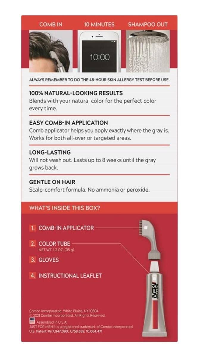 Just For Men Easy Comb-in Hair Color for Men with Applicator, Medium Brown, A-35 Beauty & Personal Care Just for Men